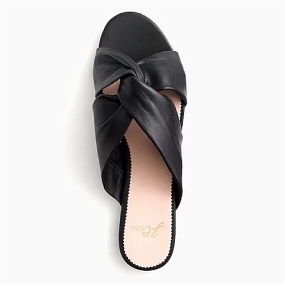J. Crew Twisted Knot Sandals Black Soft Leather Sz 7.5 Bohemian Minimalist - Picture 8 of 13